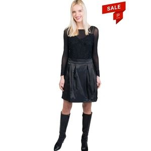 NWT $175 LORNA Italian High Gloss Pleated Skirt